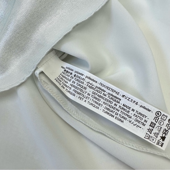 NWT / S/ ZARA Flowy Oversized Shimmer White  Pearl blouse button down shirt - Picture 13 of 16